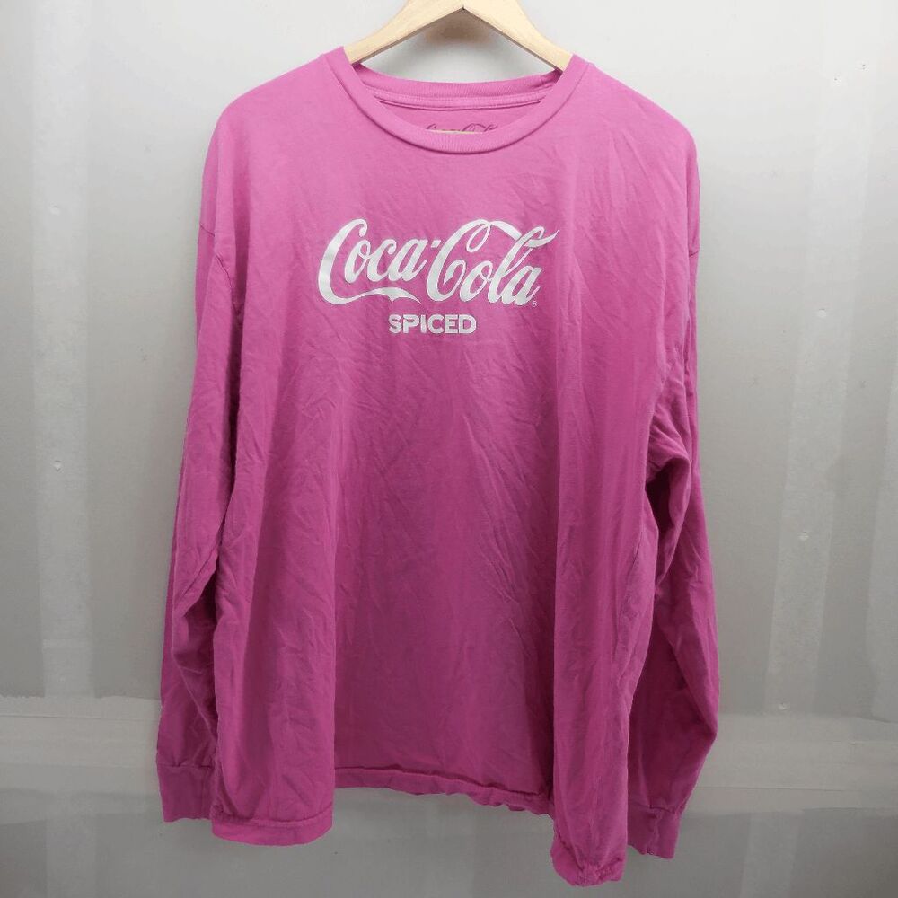 Coca Cola Spiced Long Sleeve Shirt Unisex‎ 2XL Hot Pink Graphic Tee Crewneck
